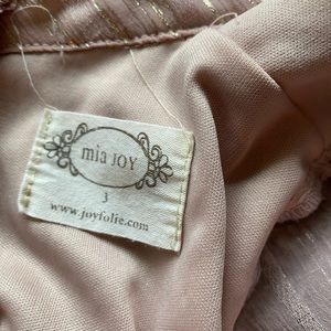 Beautiful high neck formal dress from joyfolie in mauve color with gold stripes.